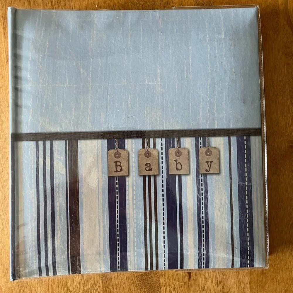 Vintage Blue Striped Baby Photo Album By Pioneer